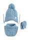 Kids Beanie Set with Gloves Knitted Blue 3pcs