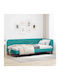 Sofa Bed Single Upholstered with Velvet Turquoise with Slats for Mattress 90x190cm