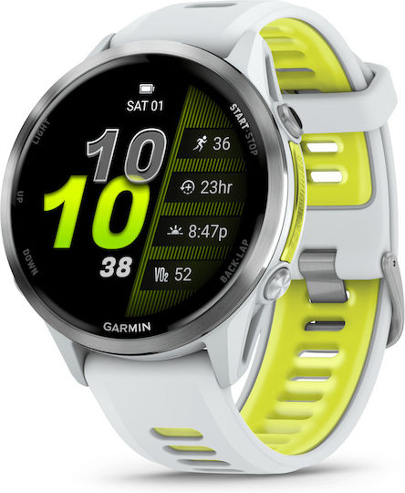 Garmin Forerunner 970 Titanium 47mm Αδιάβροχο Smartwatch με Παλμογράφο (Titanium with Whitestone and Translucent Amp Yellow)