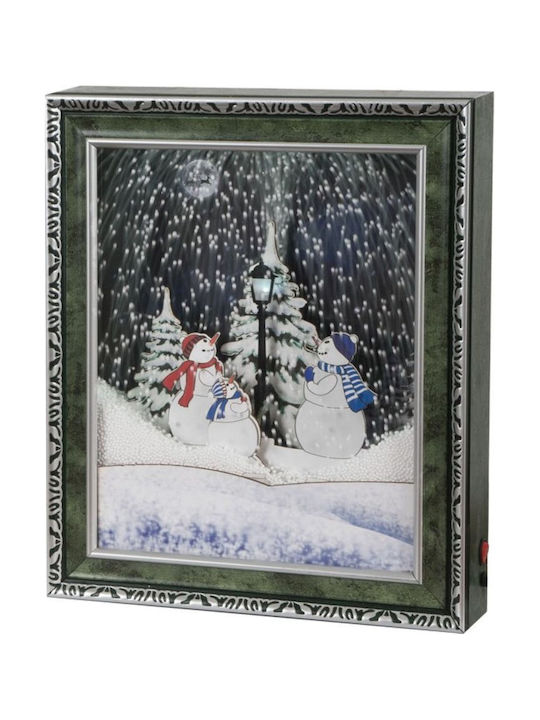 Christmas Decorative Frame Light Music & Moving Snow – 38.5 X 46 X 8cm L26177
