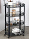 Excellent Houseware Troleu De Bucătărie Din Plastic Cu 4 Locuri Negru 46x26x79cm