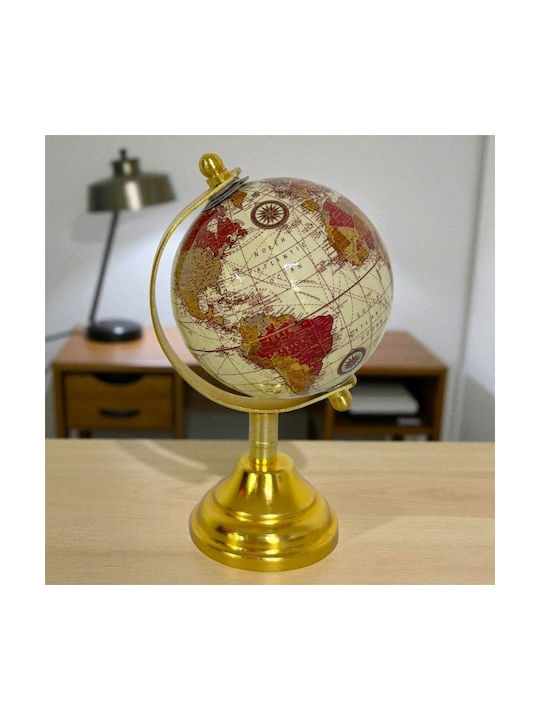 Earth Globe Metal Stand Gold-brown 12x16 Cm