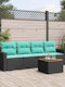 Canapea Cu Patru Locuri De Exterior Din Rattan Cu Perne 55x55x69cm