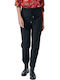 Damen Hoch tailliert Stoff Hose mit Gummizug Black