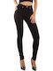 High Waist Women's Jean Trousers Push Up in Skinny Fit Black
