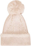 Celestino Damen Mütze mit Pom Pom Beige