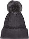 Celestino Damen Mütze mit Pom Pom Schwarz