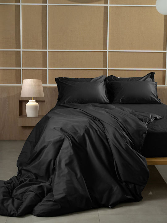Sunshine Bettlaken Super-Doppel mit Gummiband 160x200+40cm. Omnia Black