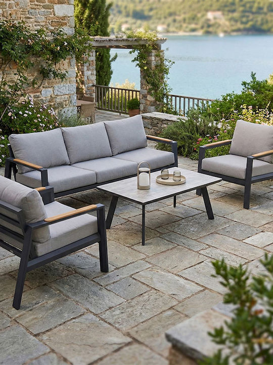 Pakketo Garten- und Outdoor-Möbelsets Typsatz Wohnzimmer 4 Stück Anthrazit mit Kissen