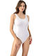 Women's Cotton Bodysuit Wide Strap L6002 White
