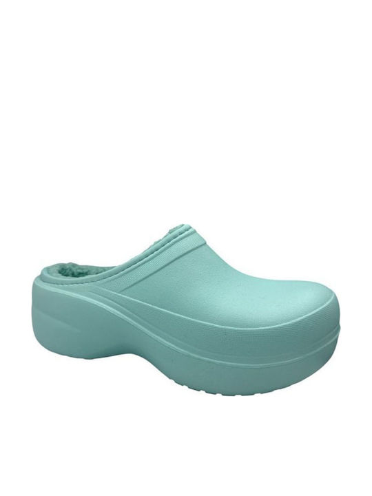 Mitsuko Women's Clogs with Fur Green