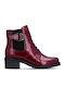 Leather Women's Ankle Boots Burgundy