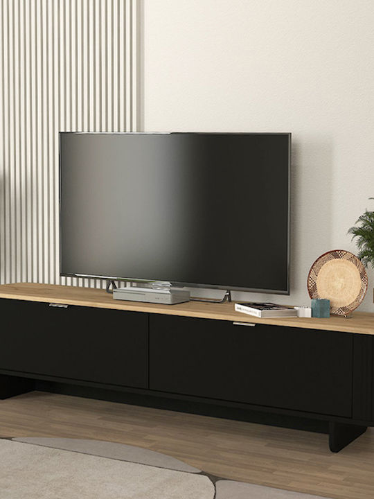 Έπιπλο Τηλεόρασης Bohema Μαύρο - Sepet Oak Μ180xΠ47xΥ45.6cm