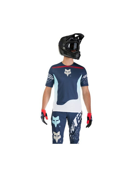 Fox Flexair Bărbați Mâneci scurte Tricou de ciclism Albastru