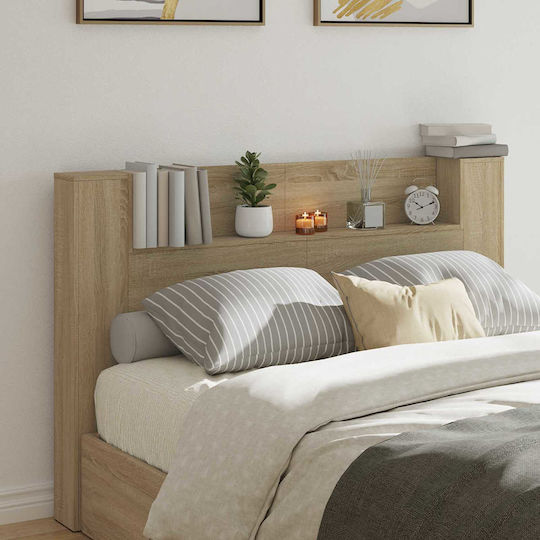 vidaXL Bed Headboard Oak Wooden Beige 160x103.5cm