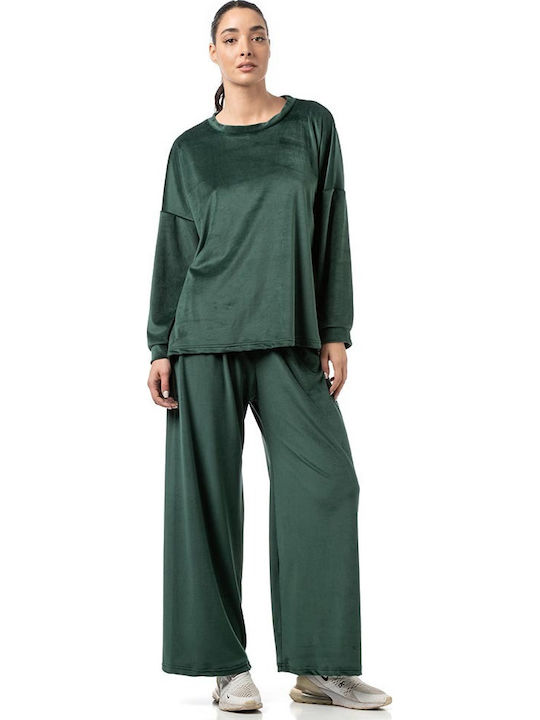 Bodymove Jogginganzug Samt Cypress Green