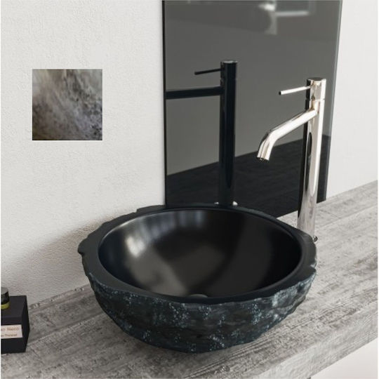 Sanitec Pine Επικαθήμενος Νιπτήρας Πέτρινος 47x38x12.5cm Bianco Grigio