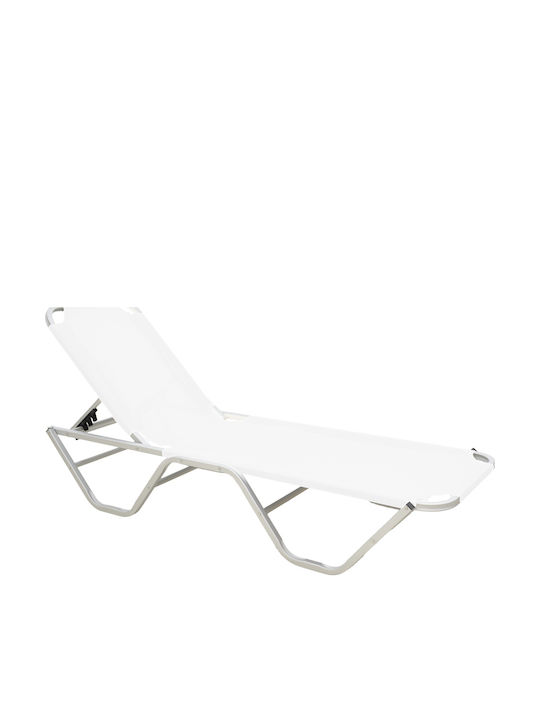 Doppelter Garten- und Pool-Liegestuhl Aluminium Weiß 193x59.5x29.5cm