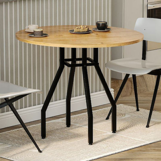 Roma Στρογγυλό Τραπεζαρίας Pine Oak 80x80x75εκ.