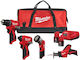 Milwaukee M12™ BLPP4A-202B Set Bohrschrauber & Schlagschraubendreher & Stichsäge & Objektiv Brushless 12V mit 2 Batterien 2Ah und Hülle