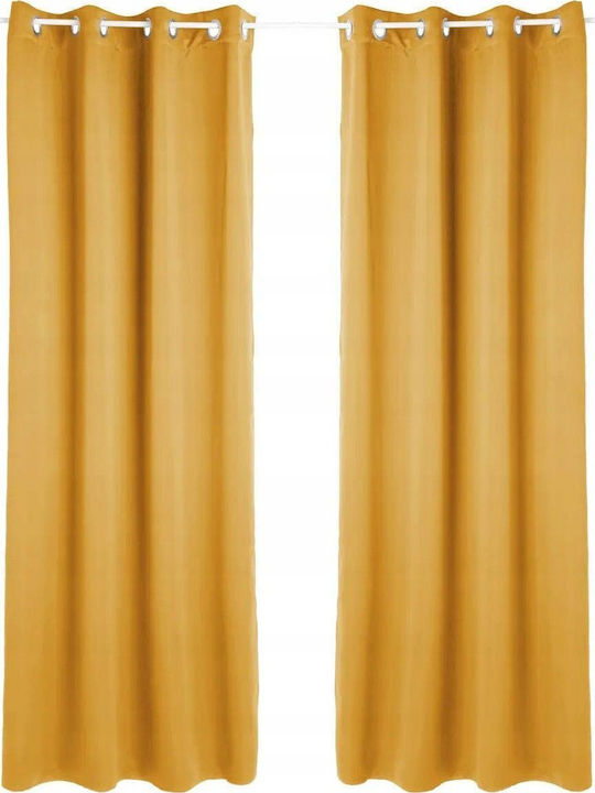 Atmosphera Комплект Затъмняващи Пердета с Копчета Жълти 135x240см