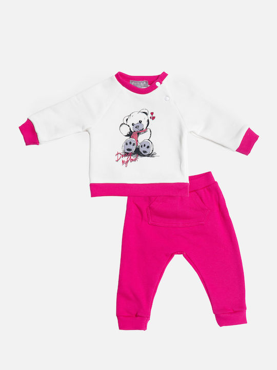 Kinder Sweatpants Set - Jogginganzug Ecru/Fuchsia