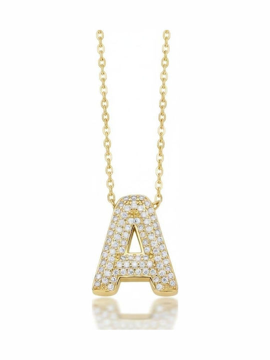 Rebekka Necklace Monogram "Η" from Gold Plated Steel