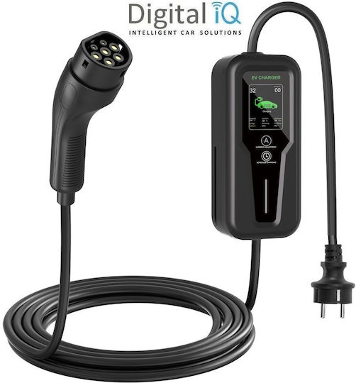 Digital IQ Φορητός Μονοφασικός Σταθμός Φόρτισης 3.5kW με Ενσωματωμένο Καλώδιο Type 2 (DIQ EV PRT 16035)