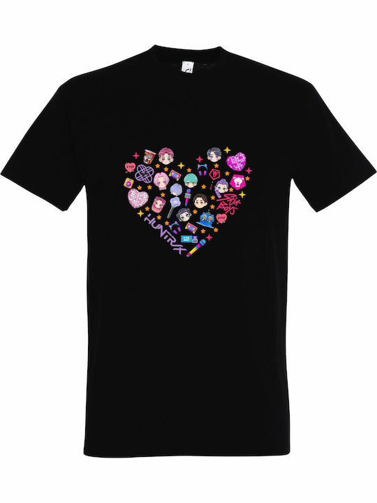 Детска тениска Black Kpop Demon Hunters Heart Design