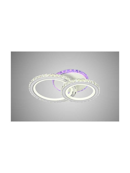 Lightplanet Πλαφονιέρα Οροφής Γκρι με Ενσωματωμένο LED και Κρύσταλλα και Τηλεχειριστήριο