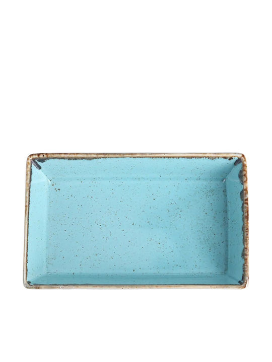 Porland Shallow Rectangular Serving Plate Porcelain Blue 10x16cm