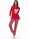 Galaxy Winter Women's Pyjama Set Red