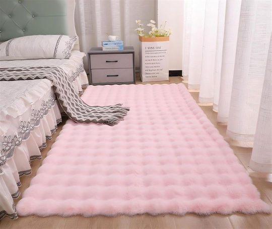 Anti-slip Rug Rectangular Furry Pink