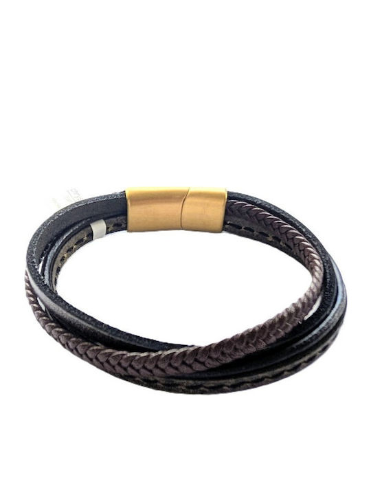 Chrysostomos Brățară Pentru Bărbați Din Piele 17cm