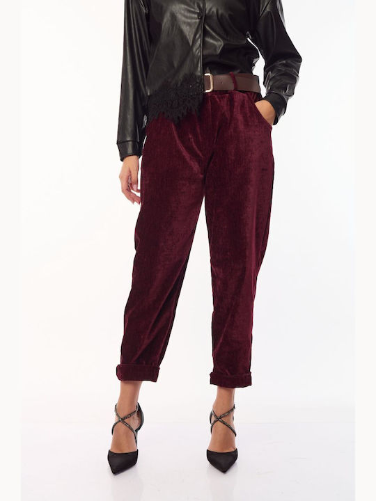 Damen Stoff Hose Bordeaux