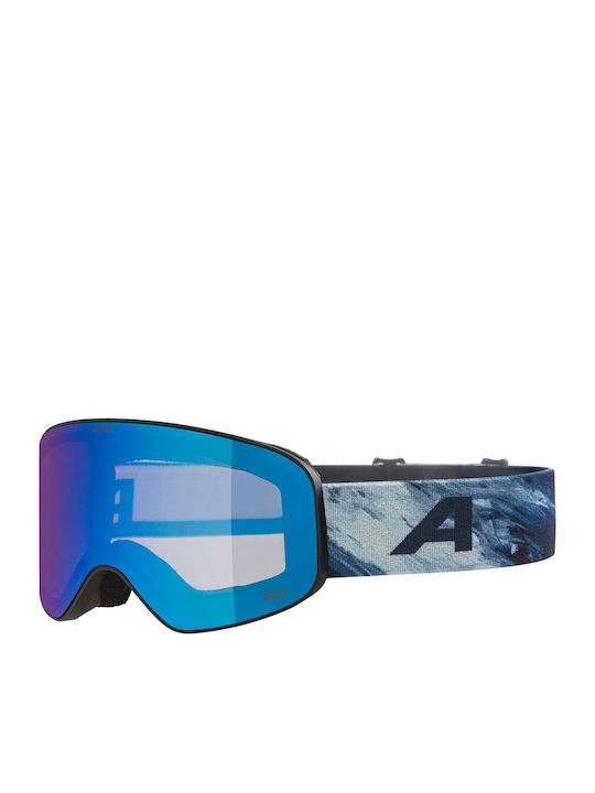 Alpina Μάσκα Σκι & Snowboard Παιδική Μαύρη με Φακό Καθρέπτη σε Μαύρο Χρώμα