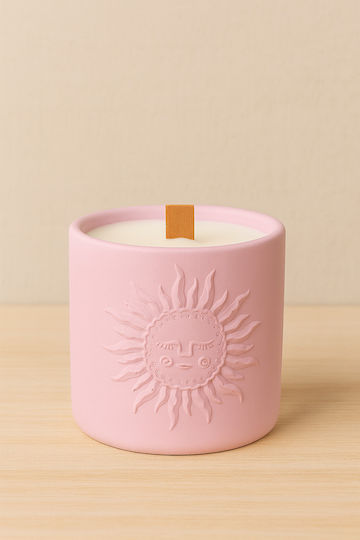 Handgemachte Aromatische Sojakerze in Handgefertigtem Gefäß Sun Spirit – Rosa 9x9cm 570g