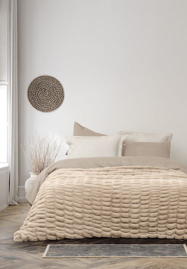 Nima Mossy Κουβέρτα Υπέρδιπλη 220x240εκ. Mossy Beige