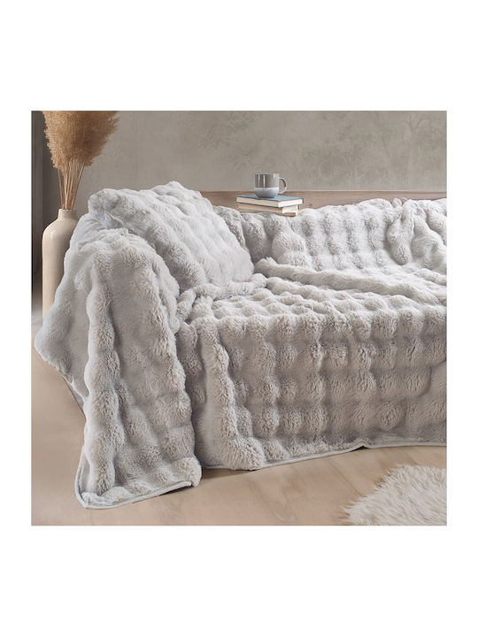 Rythmos Rabbit Three-Seater Sofa Throw Fur 180x280cm Gray