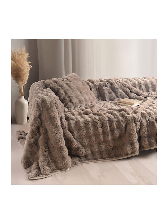 Rythmos Rabbit Four-Seater Sofa Fur Throw 180x330cm Taupe 117-112-053
