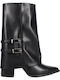 Synthetic Leather High Heel Women's Boots Black
