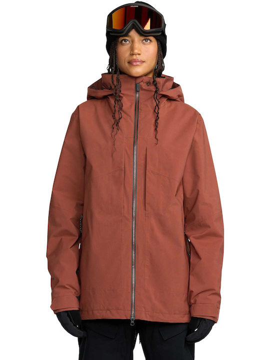 Volcom Stretch H0652602-HEN Γυναικείο Μπουφάν Gore-Tex για Σκι & Snowboard Καφέ
