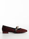 Suede Women's Ballerina Shoes Burgundy