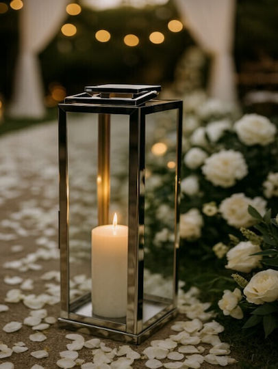 Galifas Φαναράκι Μεταλλικό Επιδαπέδιο Ασημί 18x18x43εκ.