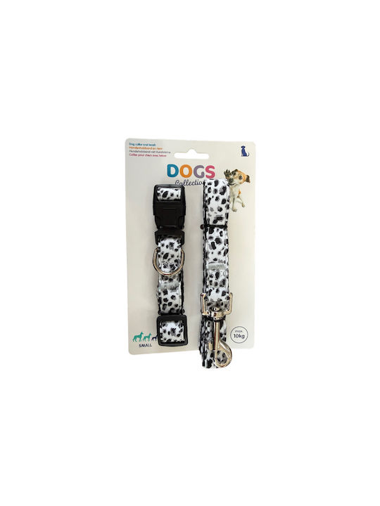Set Hundehalsband & Leine Hund Leopard Weiß Mittel