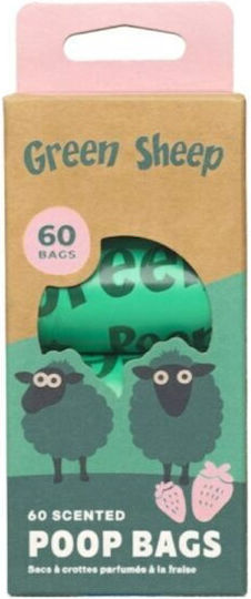 Green Sheep Dog Excrement Removal Travel Pack 60 Bags Strawberry Scent