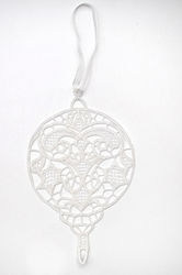 Hanging Lace Christmas Tree Ornament White F&L Homeland