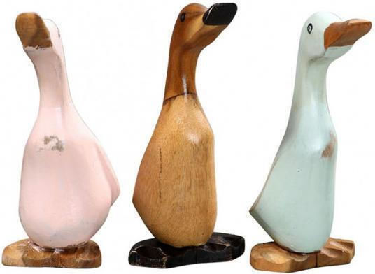 Ducks Decoration Bamboo And Teak Wood 3 Colors 15x10x24cm