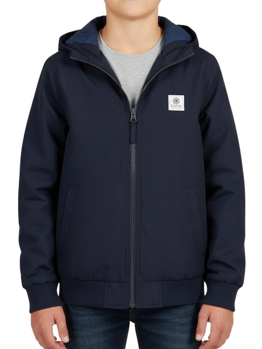 Αδιάβροχο Παιδικό Casual Μπουφάν με Κουκούλα Navy Μπλε