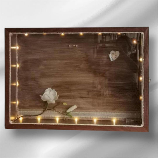 Cutie de Perete pentru Coroană de Nuntă Dreptunghiulară Lemnoasă Maro 45x65εκ.